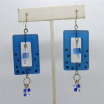 Blue Acrylic and Crystal Dangles